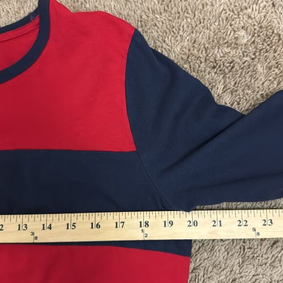 Lauren Ralph Lauren Red Navy Striped Crest Long sleeve Tee XL Preppy Classic - Picture 5 of 8